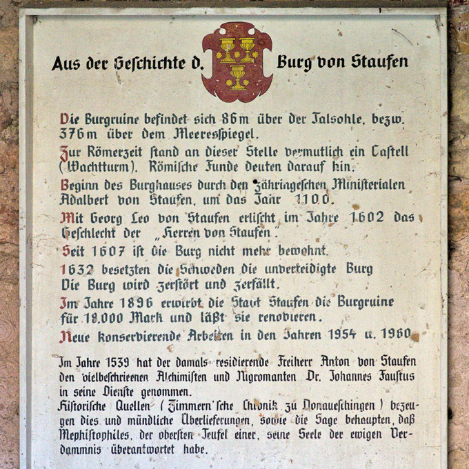 Aus der Geschichte der Burg von Staufen im Breisgau